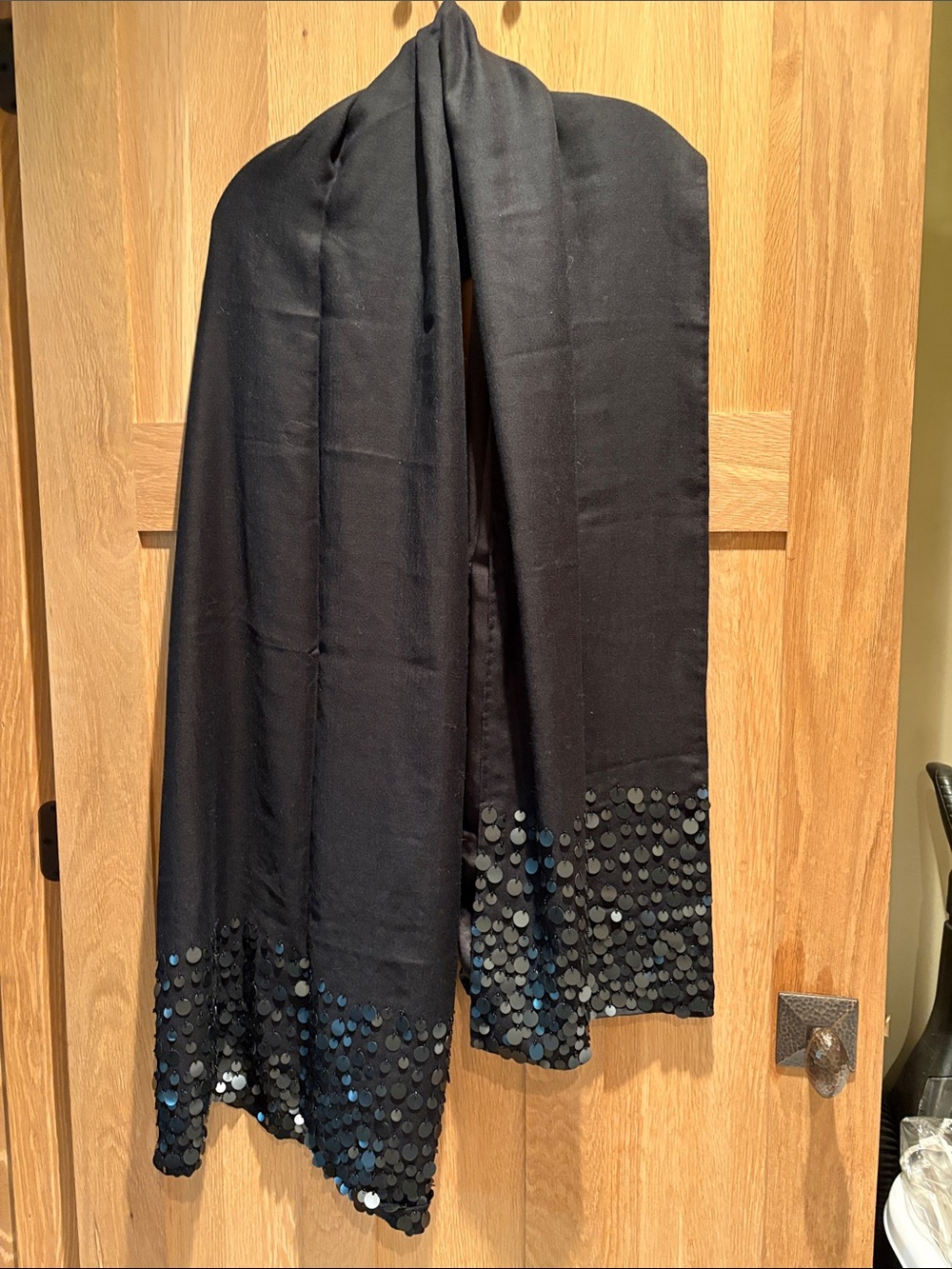 Black Ann Taylor Sequin Hem Scarf